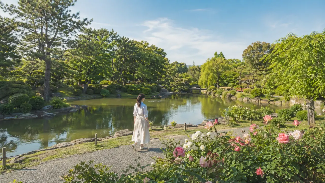 【静かな午後】荒川自然公園を歩く|白鳥の池とバラ花壇に癒やされる時間