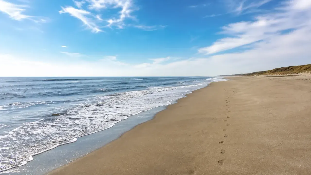 一松海岸をイメージした九十九里の砂浜と青い海