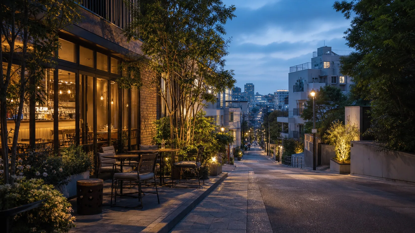 夕方の路地でひと息つく過ごし方のイメージ