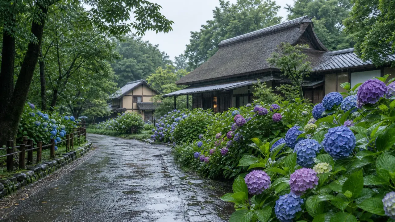府中市郷土の森博物館のあじさい散歩を、梅雨のひとり歩き目線で紹介。復元建築物とあじさいを一緒に楽しむ回り方、雨の日の注意点、所要時間をまとめました。