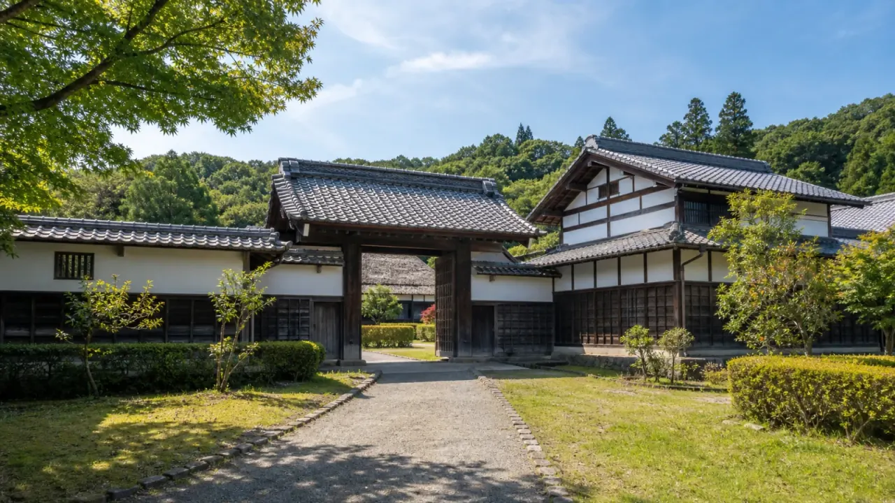 高山社跡の長屋門と養蚕教育の史跡をイメージしたカバー画像
