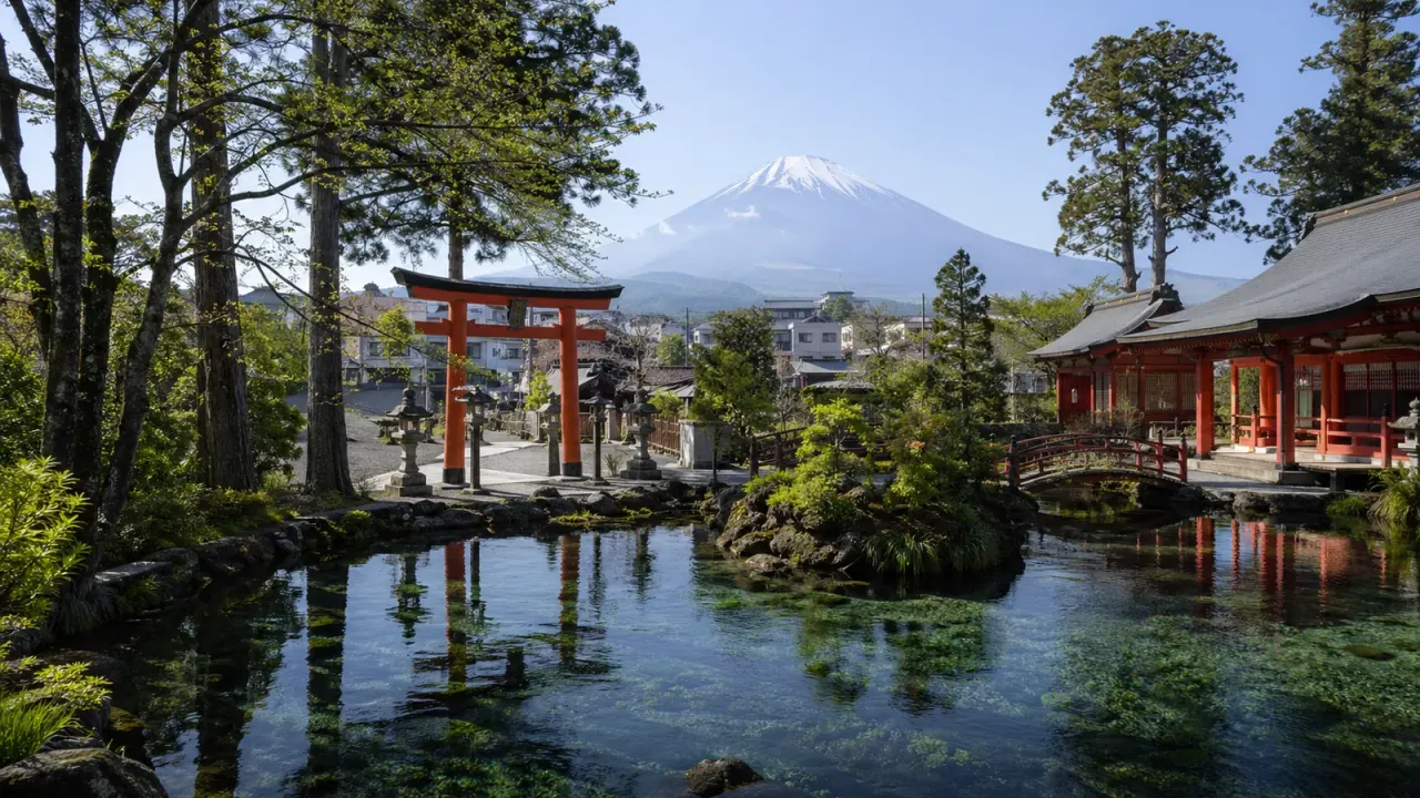 富士宮市の富士山本宮浅間大社を歩く散歩ガイド。表参道、拝殿、湧玉池の回り方、富士宮駅からのアクセス、混雑を避ける時間帯をまとめます。