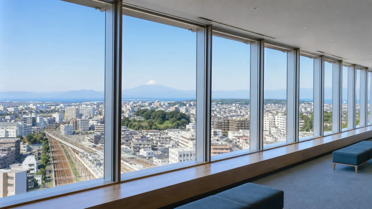 藤沢市役所本庁舎の9階展望デッキを、藤沢駅から短時間で立ち寄れる眺望スポットとして紹介。相模湾、富士山方向、電車の眺めを30分で静かに受け取る歩き方をまとめます。