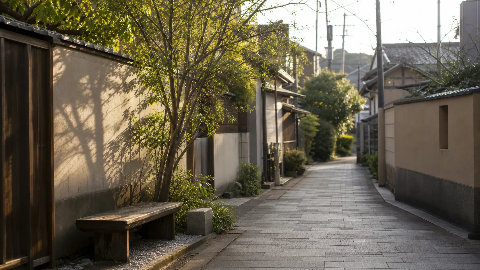 夕方の静かな路地を歩く過ごし方のイメージ