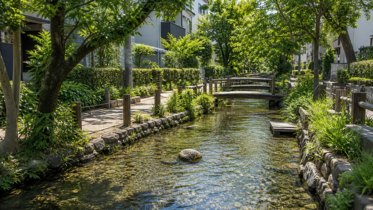 江戸川区の古川親水公園を歩く散歩ガイド。国内初の親水公園として整備された1.2kmの水辺、アクセス、見どころ、季節ごとの歩き方をまとめます。
