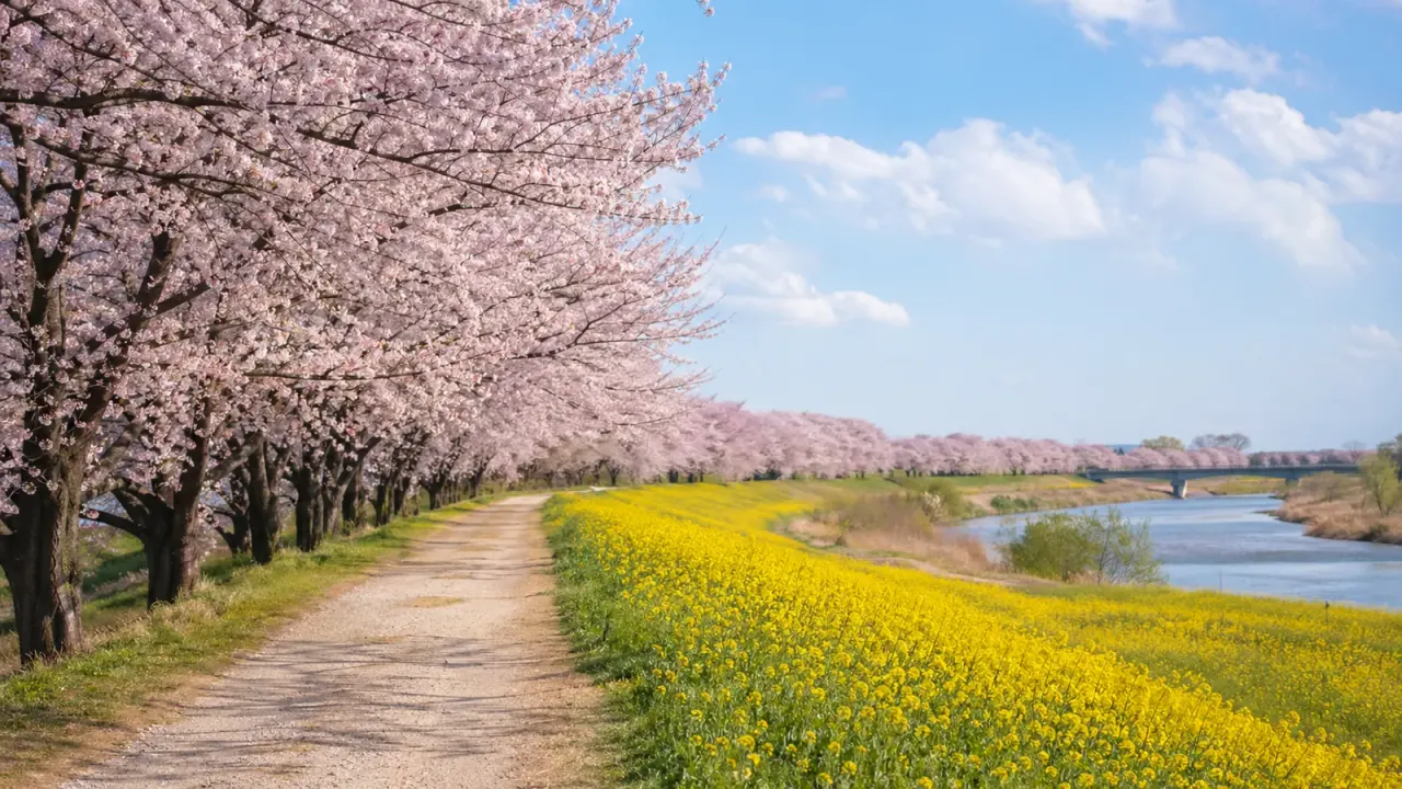 埼玉県幸手市の権現堂桜堤で、桜並木、菜の花、堤の道をゆっくり歩く散歩記事。幸手駅からのアクセスや混雑期の歩き方も含めて紹介します。