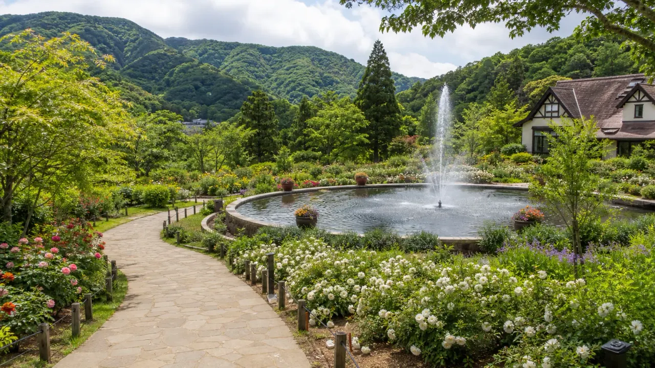 箱根町強羅の箱根強羅公園で、噴水池、ローズガーデン、クラフトハウス周辺を中心に歩く庭園散歩を紹介。坂のある園内を1時間半前後で味わう回り方をまとめます。