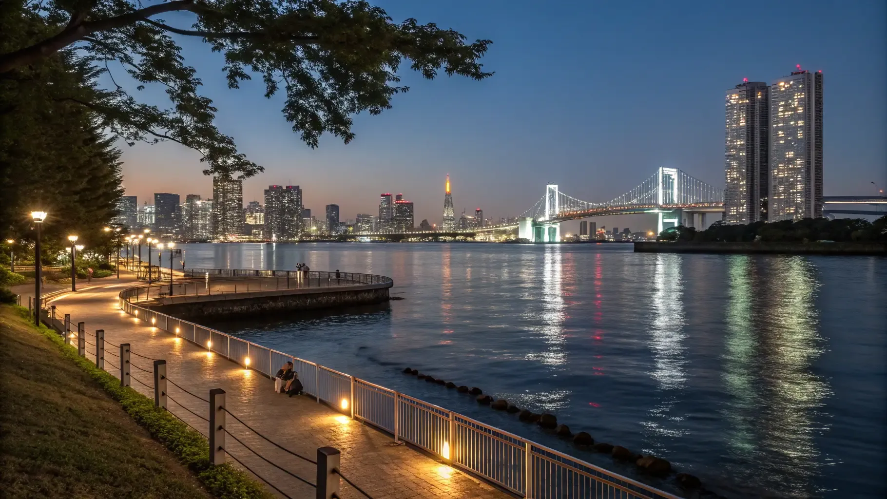 晴海ふ頭公園の夜景と水辺を散歩｜東京湾で一番静かな晴海の夜