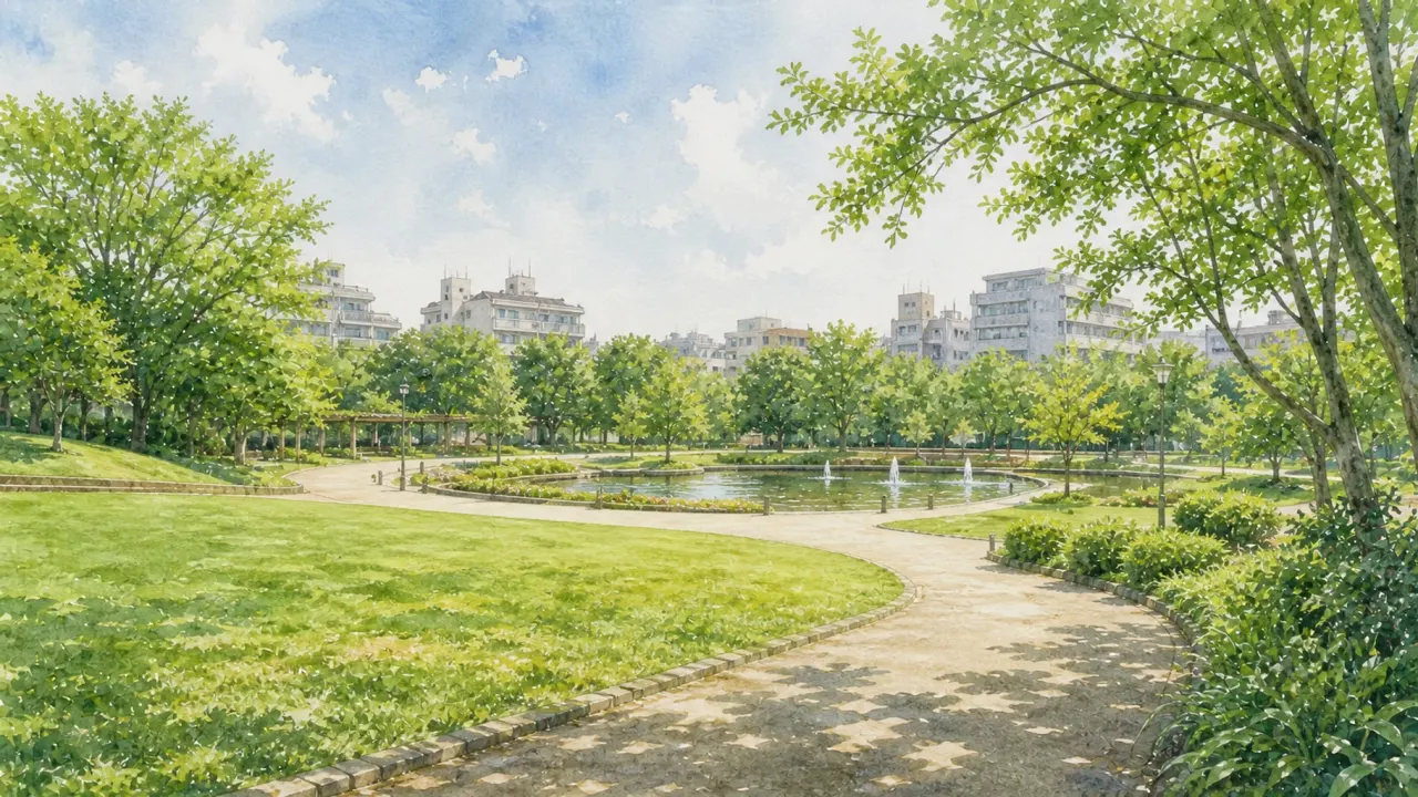 中野区の平和の森公園を歩く散歩ガイド。中野刑務所跡地に整備された防災公園の草地広場、水辺の広場、園路の雰囲気と立ち寄り方を紹介します。