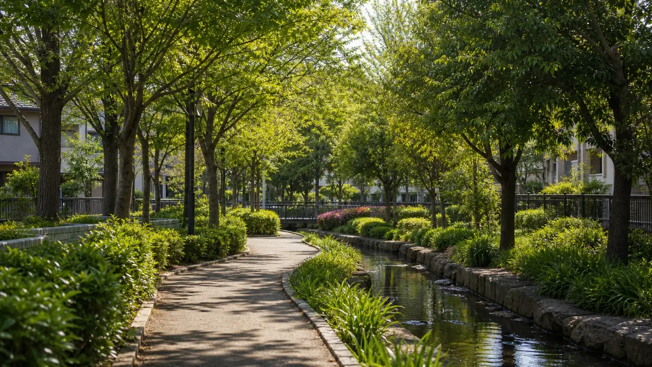 足立区の東綾瀬公園を、綾瀬駅前から続くU字型の遊歩道、せせらぎ、広場、防災機能の視点で紹介。短時間でも歩きやすい緑の散歩ガイドです。