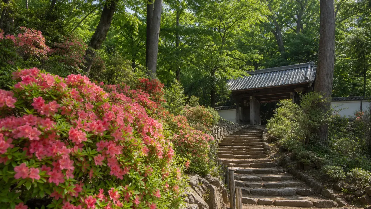 埼玉県東松山市の物見山公園と岩殿観音を歩く散歩記事。比企丘陵の高台、春のつつじ、岩殿観音のある正法寺、バスでのアクセスを半日コースとして紹介します。