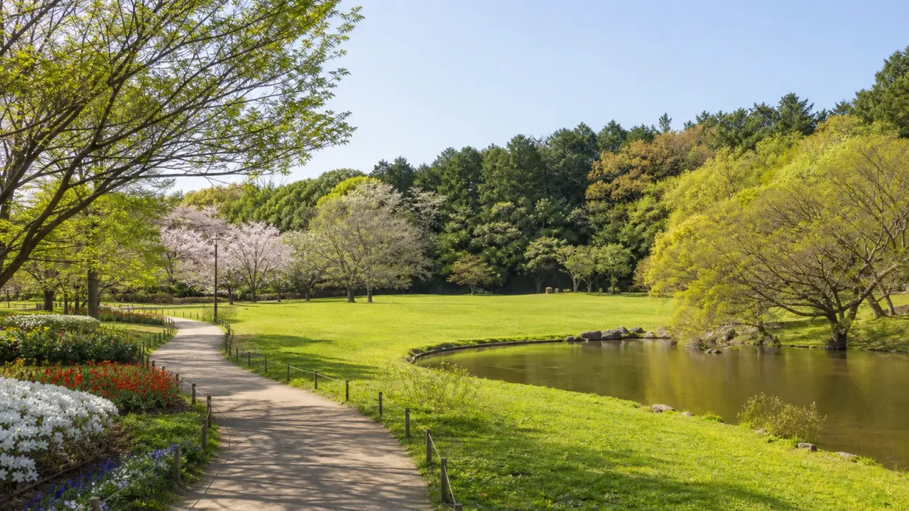 横浜市港南区の日野中央公園で、広い芝生広場、池、バラやアジサイ、隣接するふるさとの森をゆるく歩く散歩を紹介。起伏の少ない園路で気分を整える1時間半の使い方をまとめます。