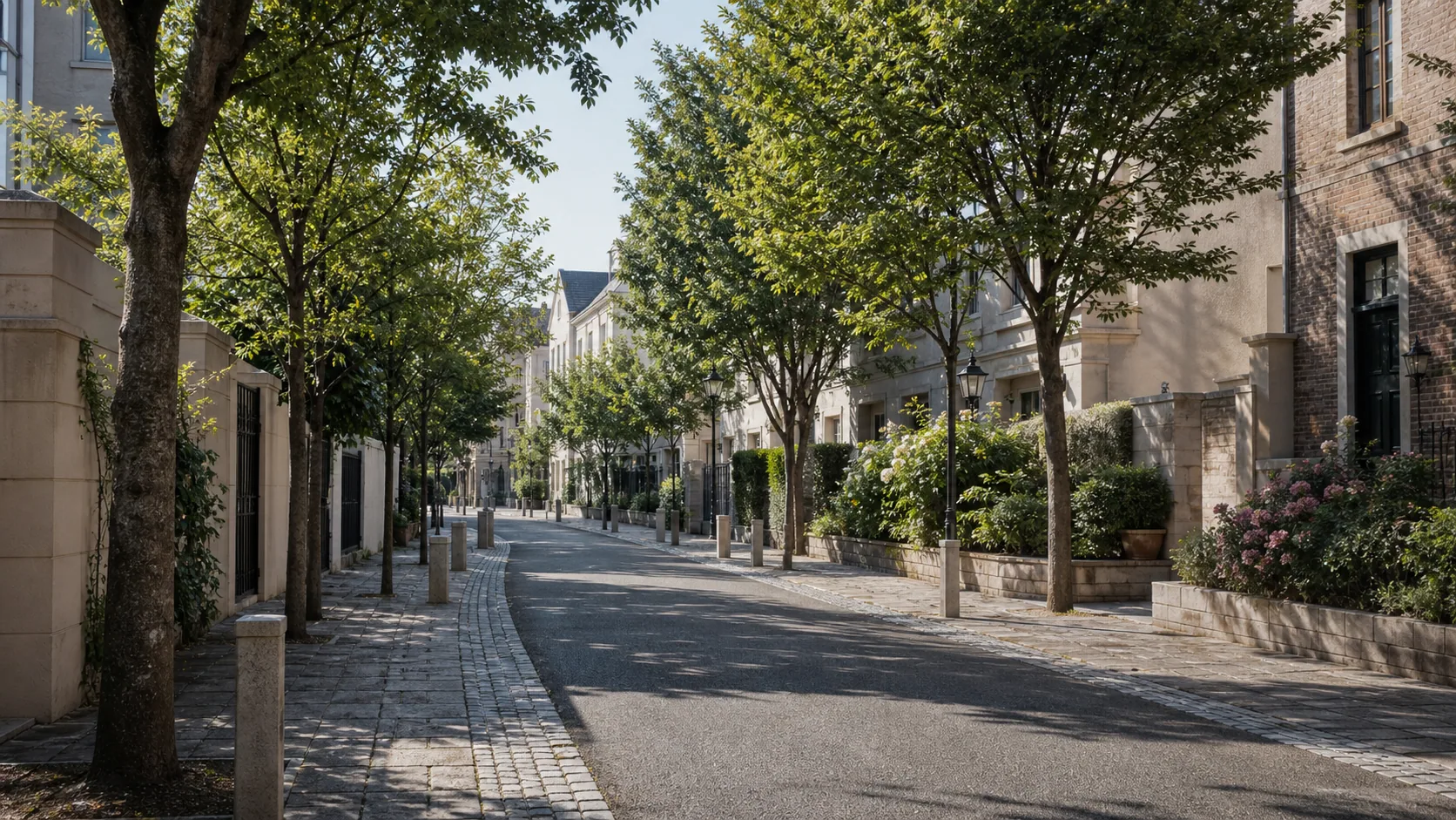 街路樹が続く落ち着いた住宅街のイメージ