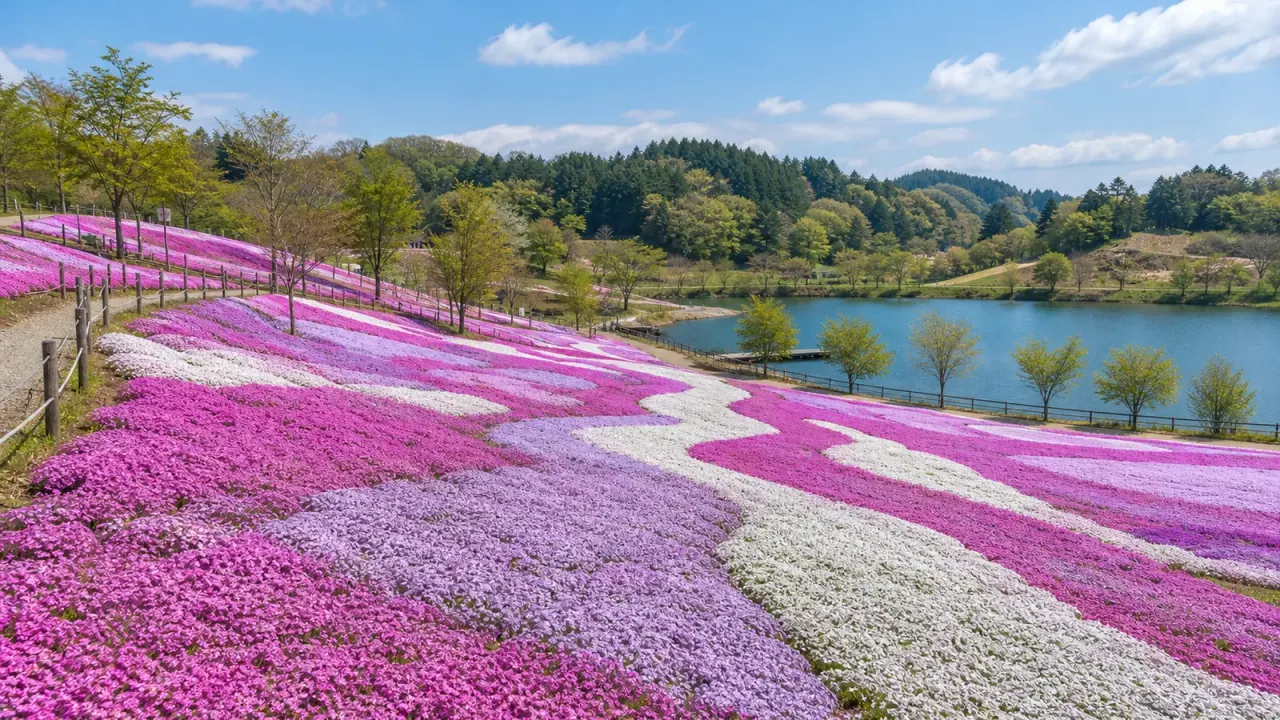 【市貝】芝ざくら公園と芳那の水晶湖を歩く、小貝川色の花さんぽ