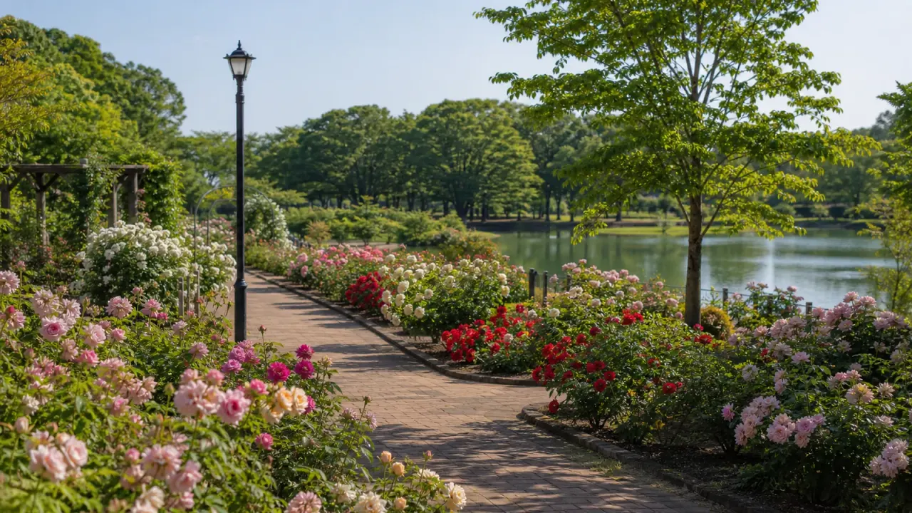 【真岡・井頭公園】バラ園と池をめぐる、広い公園の花さんぽ