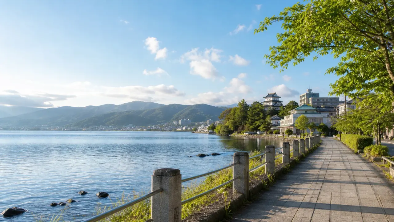 上諏訪駅から徒歩で日帰り旅をしたい人向けに、諏訪湖畔、片倉館、高島城を半日でつなぐ歩き方を紹介。温泉、湖、城下町を欲張りすぎず味わうモデルです。