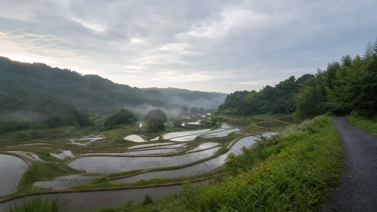 千葉県鴨川市の大山千枚田で、棚田の景観、里山の道、棚田倶楽部周辺を静かに眺める散歩ガイド。農地への立ち入りルールを守りながら、房総の里山を半日で味わう計画です。
