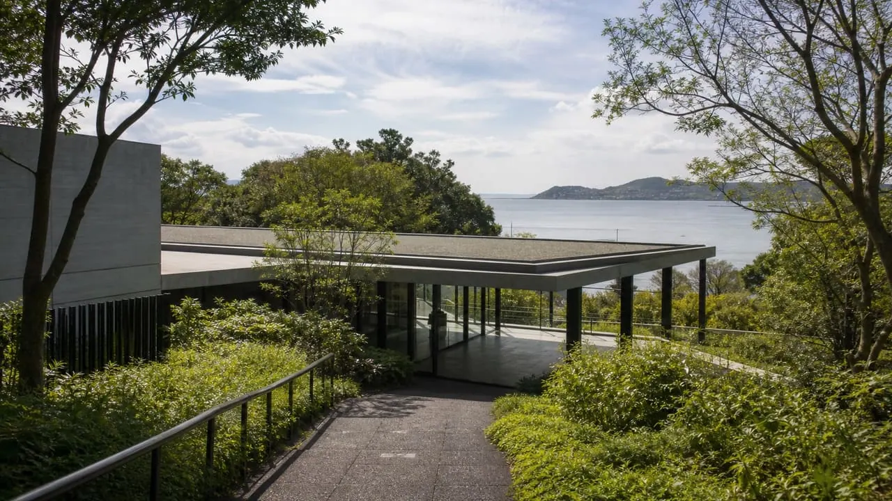 葉山の海を望む緑の中の近代美術館へ向かう散歩をイメージしたカバー画像