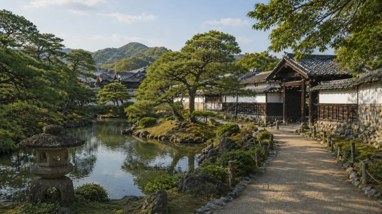群馬県甘楽町の国指定名勝・楽山園と小幡の城下町を、庭園、石垣、水路、古い町並みをつなぐ半日散歩として紹介します。