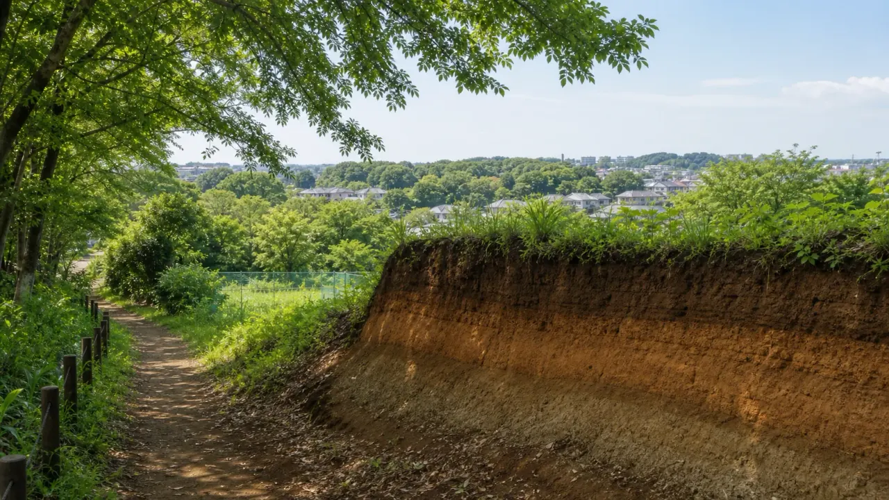 関東ローム層とは、関東地方の台地や丘陵を覆う火山灰などに由来する風成層。範囲、地図での見方、武蔵野台地との関係、地盤を見るときの注意点を整理します。
