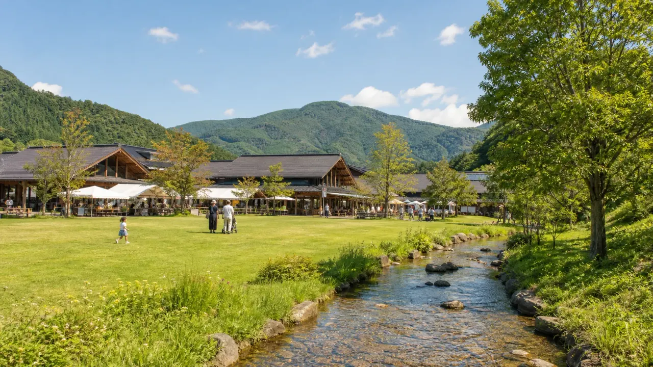 川場村の清流公園へ続く水辺と田園プラザ周辺の里山風景をイメージしたカバー画像