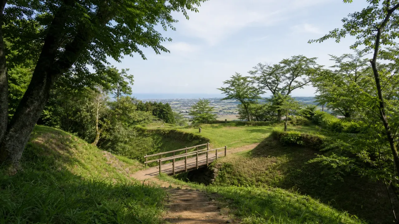 山北町の河村城址歴史公園で、山城跡、障子堀、郭、展望あずまや、足柄平野と相模湾方面の眺めをたどる散歩を紹介します。