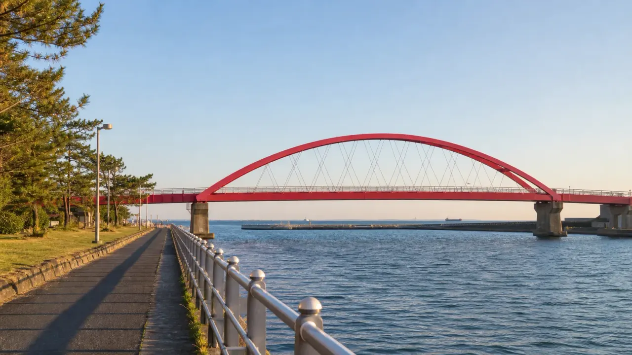 木更津市で、鳥居崎海浜公園、中の島大橋、木更津港の水辺をつなぐ散歩を紹介。赤い歩道橋と港の景色を1〜2時間で楽しむ歩き方をまとめます。