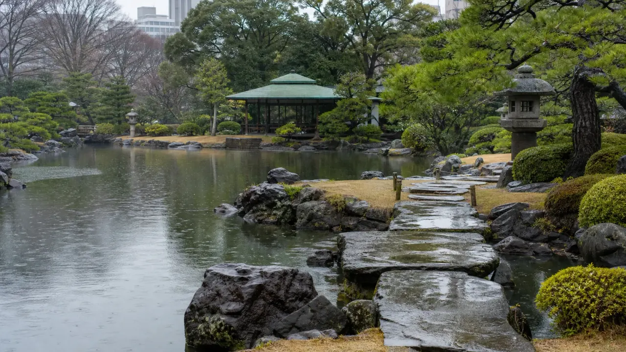 清澄白河で雨の日や曇りの日に歩きやすい、清澄庭園と深川江戸資料館を中心にした半日散歩。開園時間、料金、休館日、門前仲町までの延長ルートを公式情報をもとに整理します。