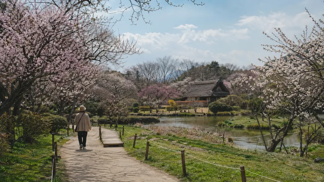 茨城県古河市の古河公方公園を、花桃、御所沼、古代ハス、民家園を中心に歩く散歩ガイド。季節の花と歴史を半日で味わうコースです。