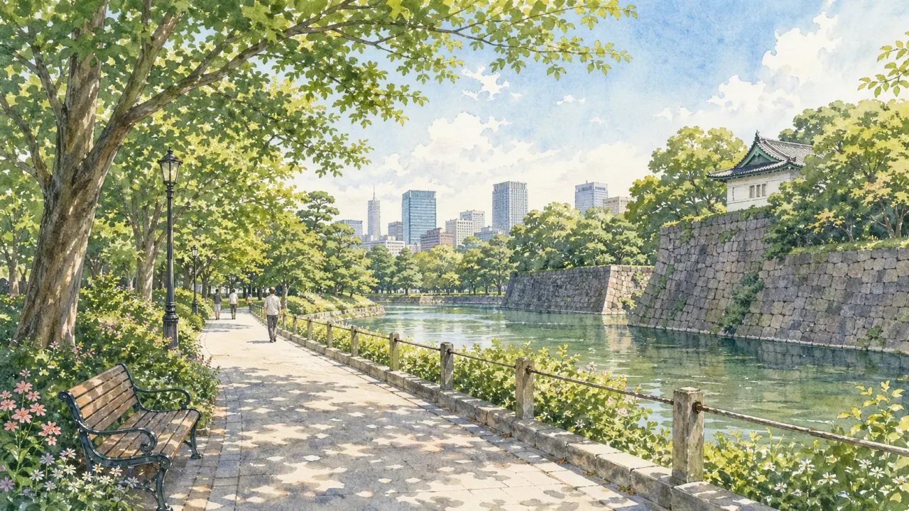 おすすめの皇居散歩コースを東京駅発・地図・所要時間で選びたい人向けに、30分、2時間半、半日〜1日の回り方を比較。皇居東御苑の散策コース、北の丸公園、千鳥ヶ淵、日比谷、雨の日の代替まで整理します。