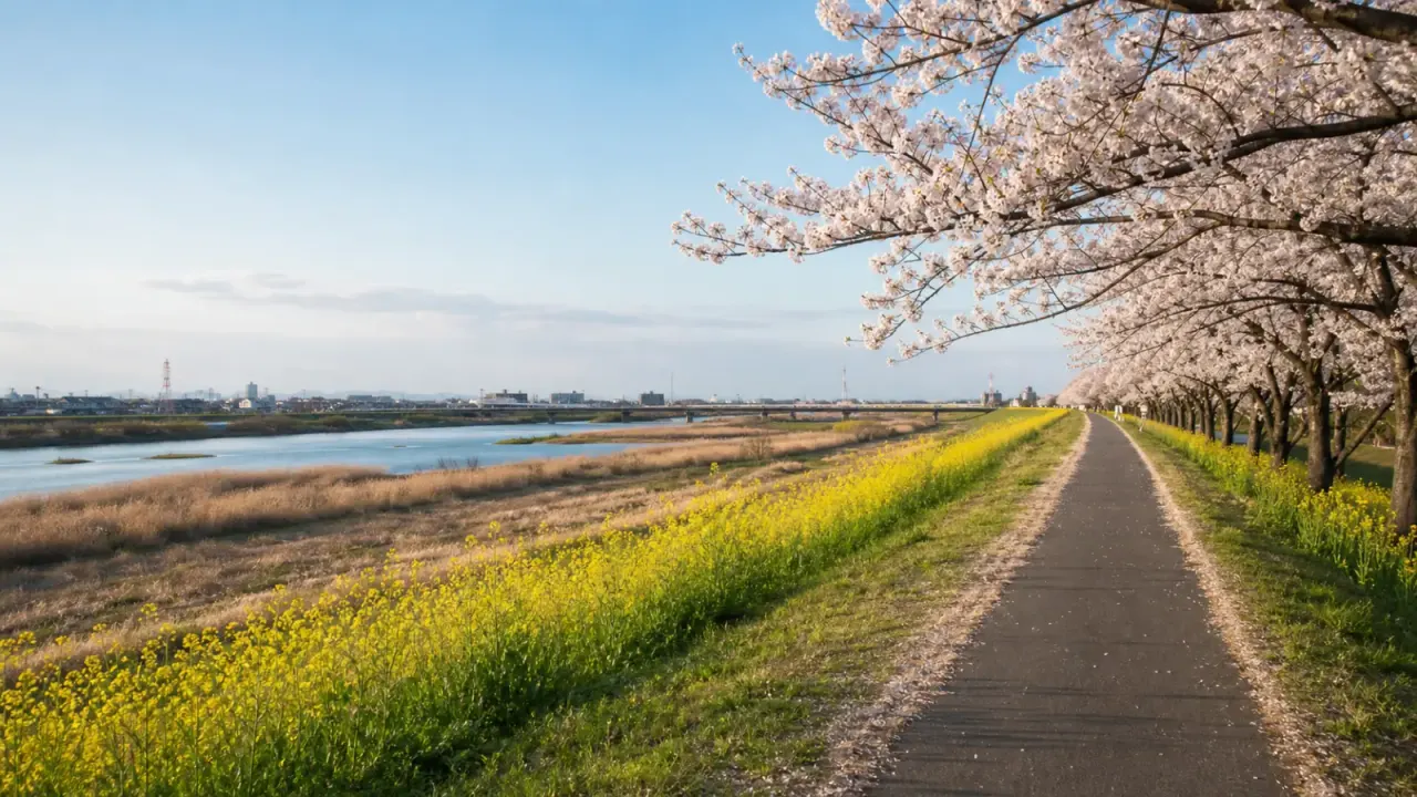 埼玉県熊谷市の熊谷桜堤を歩く散歩記事。熊谷駅南口から徒歩圏の荒川土手、日本さくら名所100選、約2kmの桜並木、春以外の歩き方をまとめます。