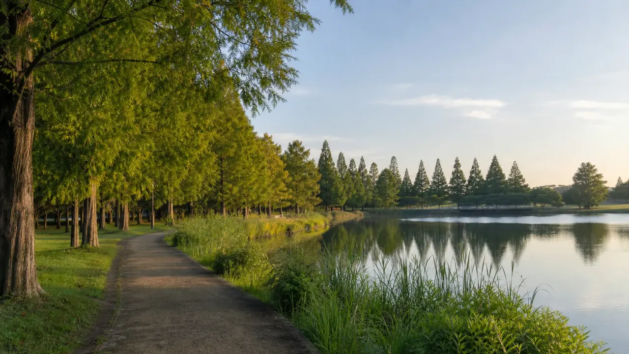 水元公園の水辺とメタセコイア並木をイメージしたカバー画像