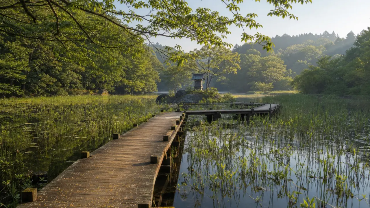 神奈川県中井町の厳島湿生公園で、湧水の湿生地、木道、厳島神社、ホタルや水辺の生きものを静かに楽しむ散歩を紹介します。