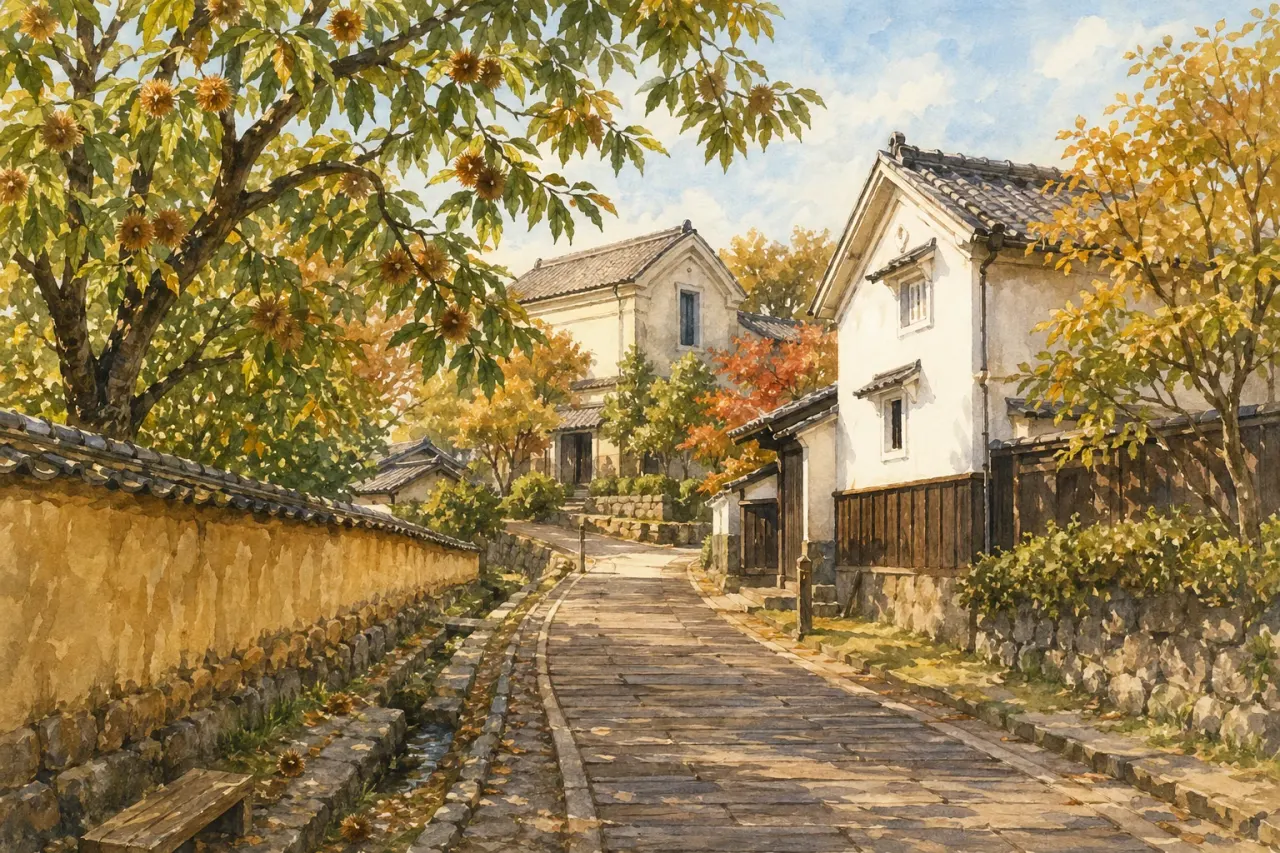 小布施の栗の小径、北斎館周辺、蔵の町並みを歩く散歩コース。長野電鉄小布施駅から日帰りで楽しむ、路地とアートの町歩きを紹介します。