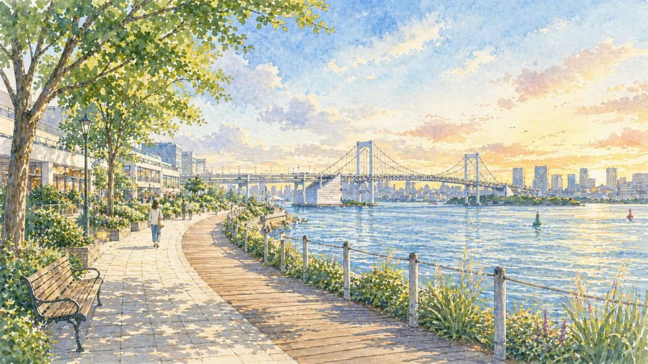お台場で散歩したい人向けに、静かな海辺、公園、夜景スポットを6つ紹介。昼に歩きやすい場所と夕方以降に向く場所を分けて、モデルプランとあわせてまとめました。