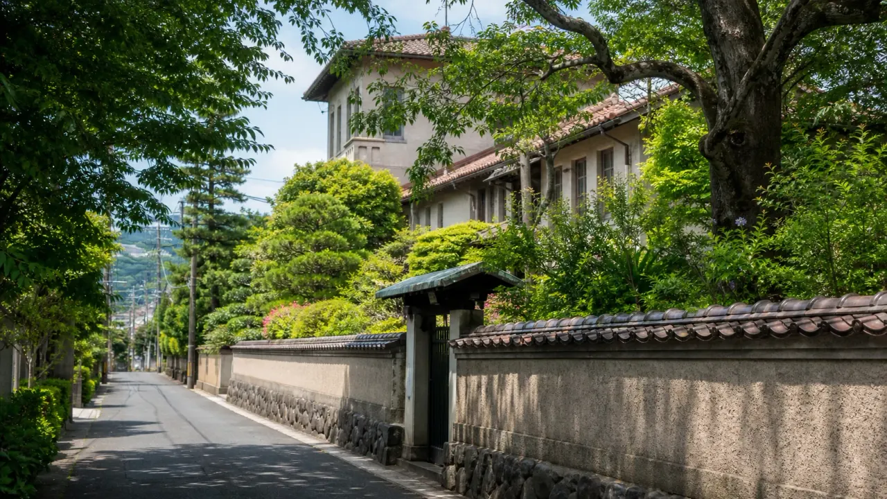 小田原文学館と西海子小路周辺で、スパニッシュ瓦の洋館、庭園、文学者ゆかりの展示、静かな邸宅地を歩く散歩を紹介。小田原駅から1.5〜2時間でまとまるコースです。