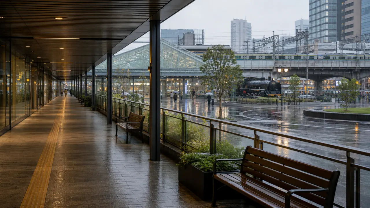 大宮駅で雨の日に暇つぶしや時間つぶしをしたい人向けに、30分・1時間・2〜3時間、鉄道博物館、駅ビル、屋内休憩、雨が弱い日の氷川参道を整理します。