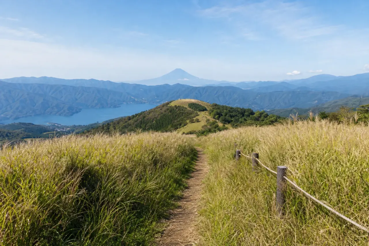 山北町の大野山で、草地の山頂、富士山方面の眺め、丹沢湖を見下ろす景色を味わうハイキングを紹介。谷峨駅・山北駅方面から歩く日の注意点もまとめます。