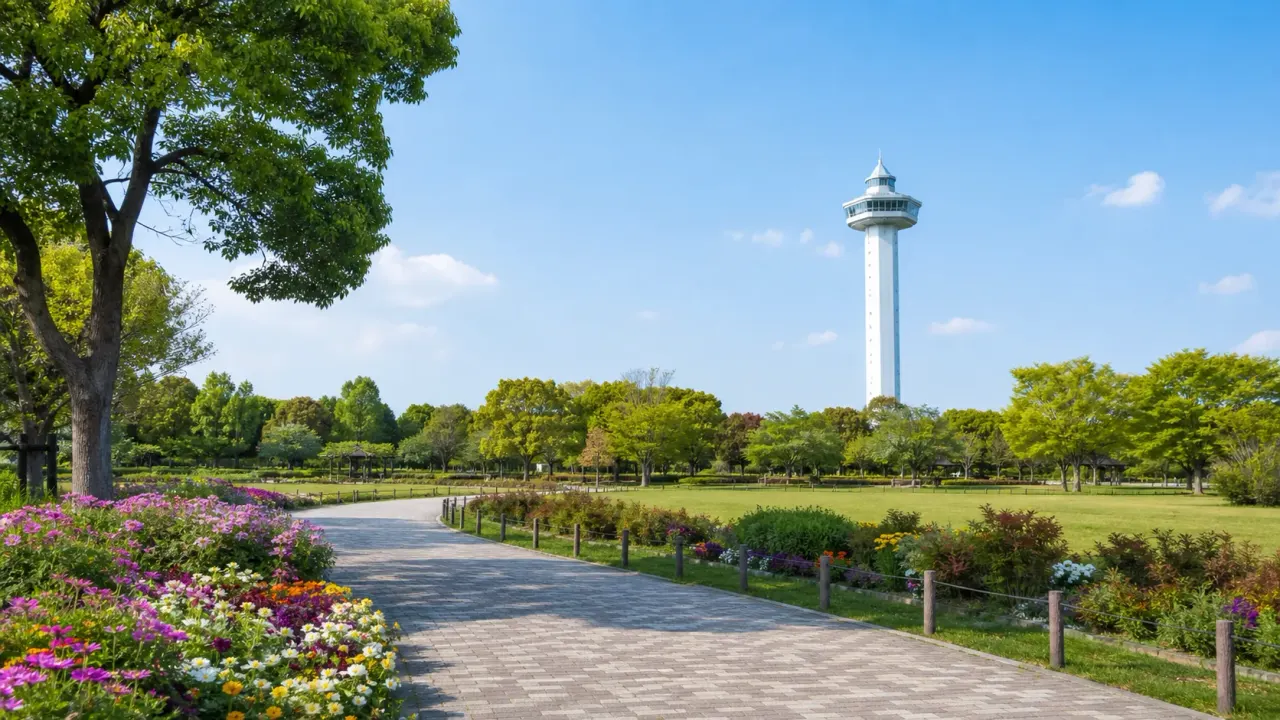 相模原市南区の相模原麻溝公園で、グリーンタワー相模原、大花壇、芝生広場、樹林広場をゆるくつなぐ半日散歩を紹介。家族連れにもひとりの気分転換にも使いやすい歩き方です。