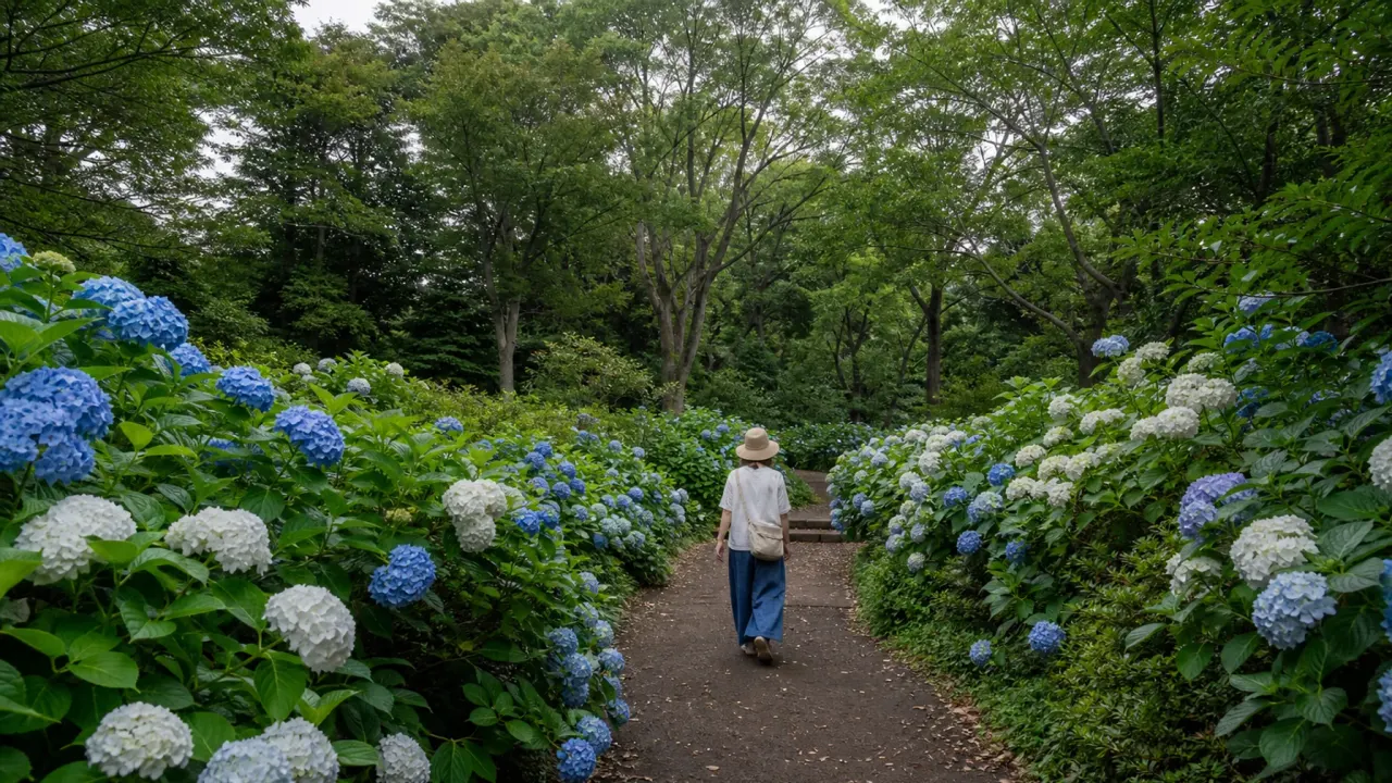 相模原市緑区の相模原北公園で、アジサイ園、花木園、郷土の森、水辺の広場をゆるくつなぐ散歩を紹介。橋本駅からバスで入りやすい1時間半の歩き方です。