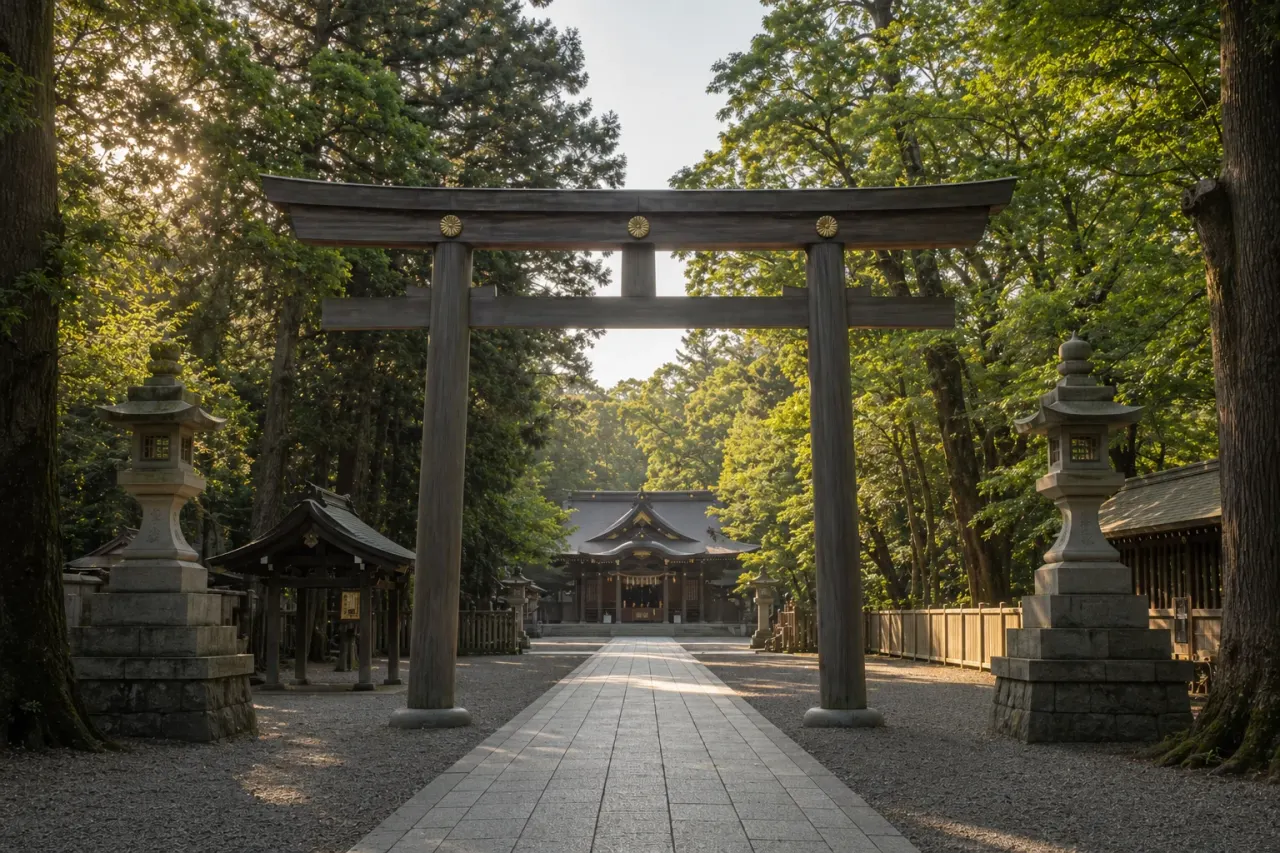 寒川町の寒川神社で、参道、神門、境内の木々を静かに歩く朝散歩を紹介。宮山駅から短く入り、参拝と散歩を1時間でまとめる歩き方を紹介します。