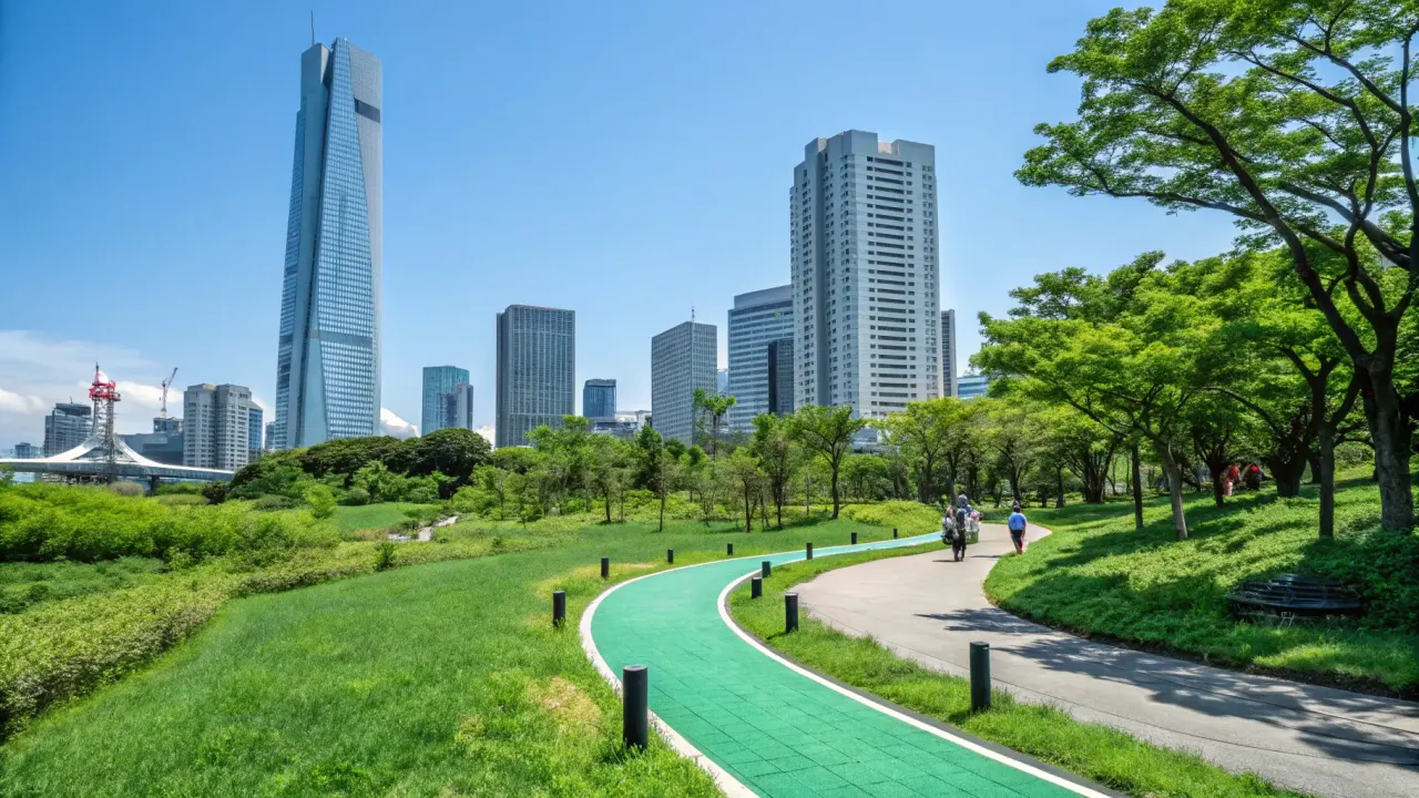 港区田町エリアの穴場・芝浦中央公園の散策コースを紹介。東京タワーを望む芸生広場やバラ園、運河沿いの風を感じながら静かに過ごせる3つの魅力を解説します。