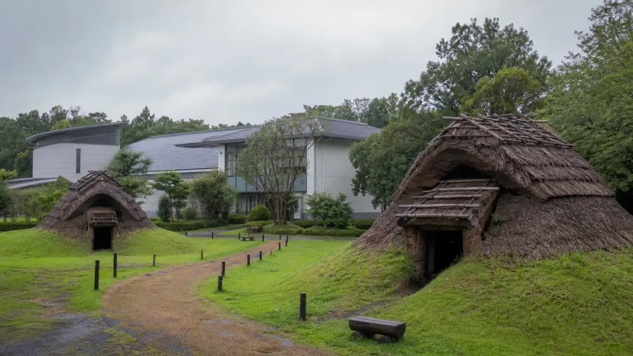 緑の公園に復元家屋と博物館が並ぶ、蜆塚公園と浜松市博物館の歴史散歩カバー画像