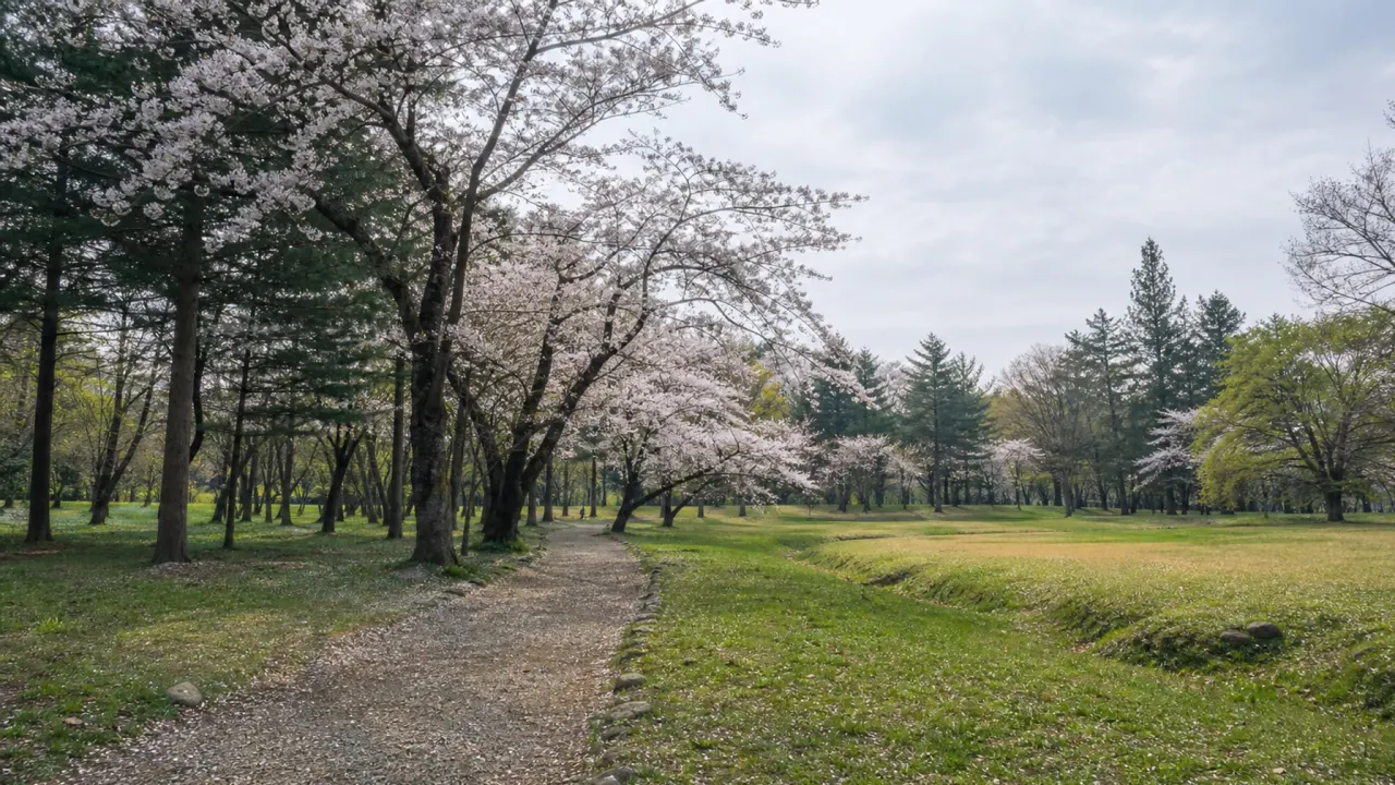 桜と平地林が続く歴史公園の雰囲気を表したイメージ画像