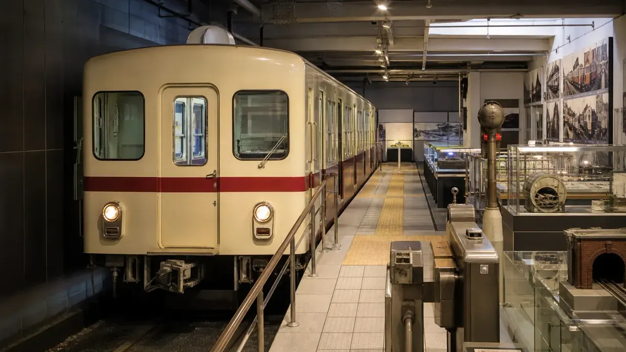 地下鉄博物館をイメージした、地下鉄車両と展示室のカバー画像
