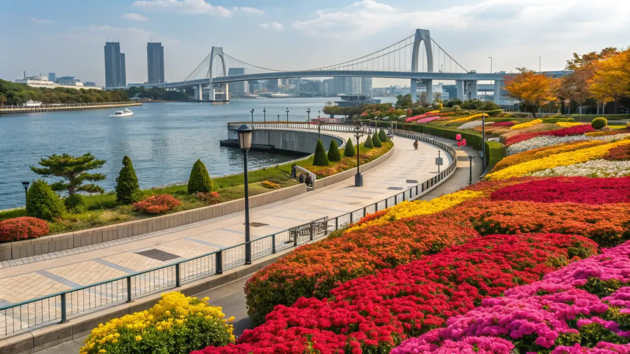 江東区お台場のシンボルプロムナード公園の運河沿い散歩コースを紹介。都心の利便性を保ちながら広大な空間で心身を整えられる、癒やしの散歩スポットを解説します。