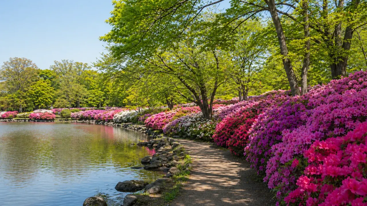 群馬県館林市のつつじが岡公園を、つつじの花、水辺、園路をつなぐ春の散歩先として紹介。館林駅方面から半日で歩く流れをまとめます。