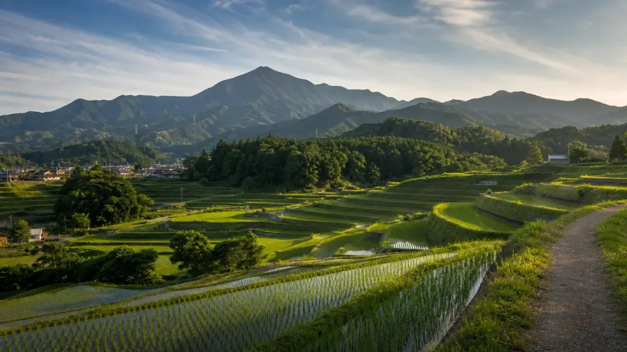 埼玉県横瀬町の寺坂棚田で、武甲山を背景にした棚田、初夏の田植え、秋の稲穂や彼岸花を眺める里山散歩ガイド。アクセス、マナー、季節の見方をまとめます。