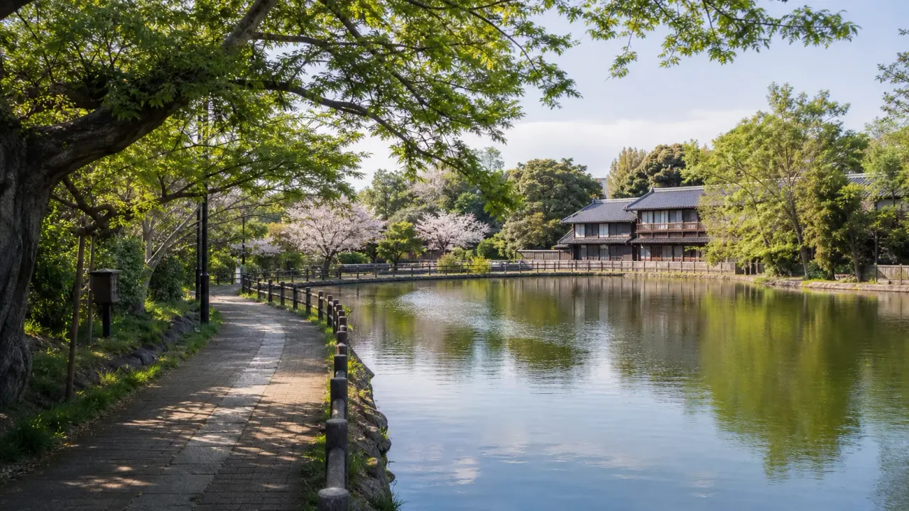 千葉県東金市の八鶴湖で、湖畔の遊歩道、桜並木、東金御殿ゆかりの歴史を短く歩く散歩ガイド。東金駅から徒歩圏内で、季節を選んで楽しめる湖畔さんぽです。