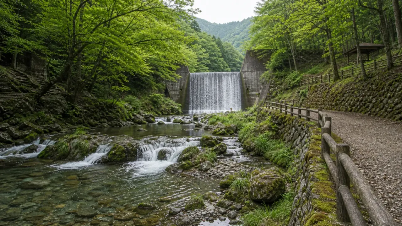 埼玉県ときがわ町の雀川砂防ダム公園を歩く散歩記事。お花見・イベント広場、渓流広場、展望広場、砂防ダムの地形、静かな森の歩き方をまとめます。